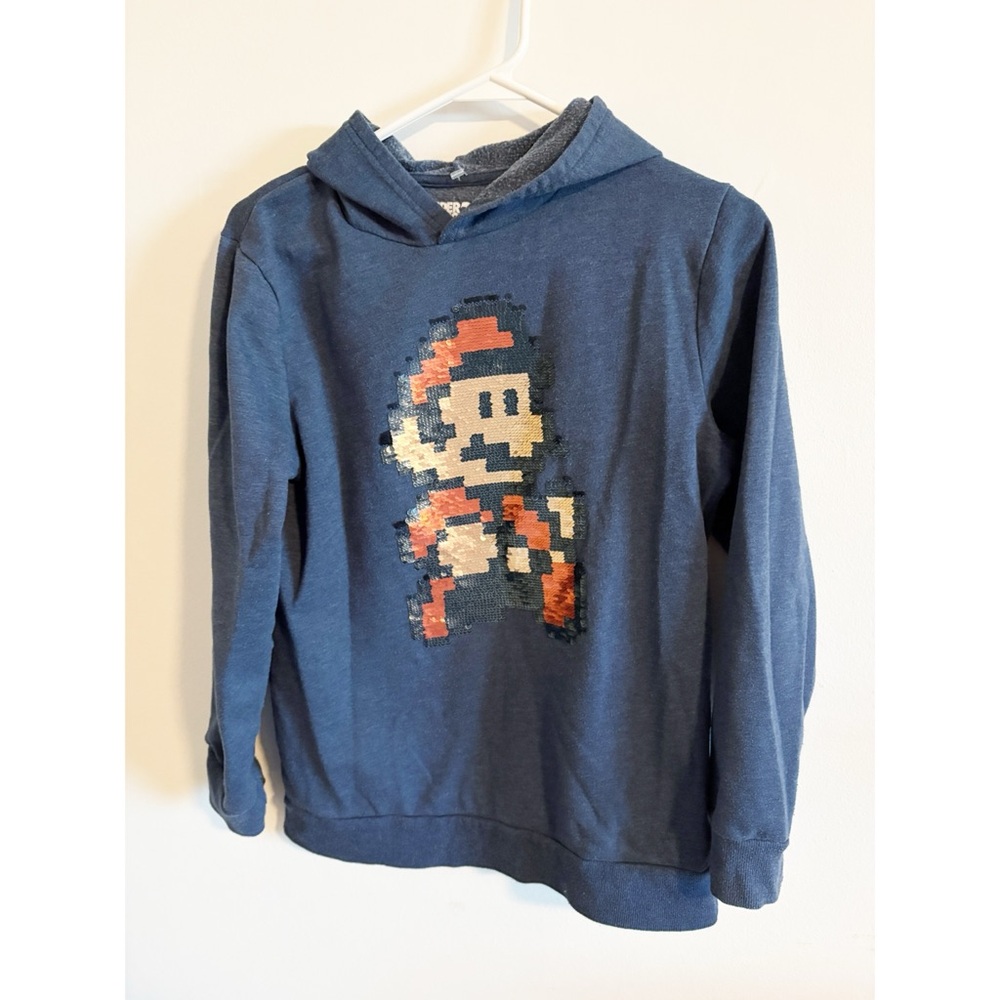Super Mario 3 Kids‎ Blue Sequin Hoodie